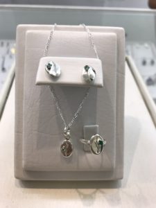 Silver and emerald coffee bean suite