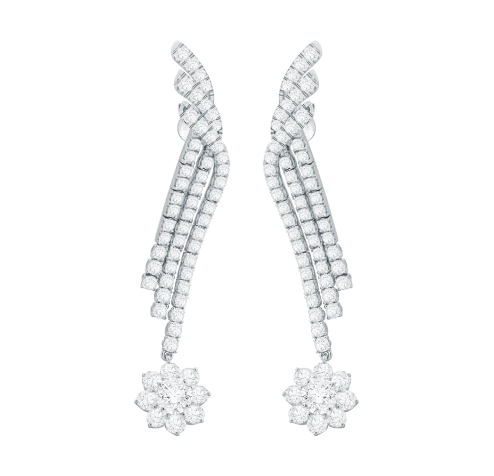 SAG Awards 2019 Forevermark Flower Drop Diamond Earrings Worn by Emily Blunt