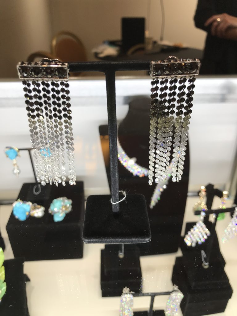 Karen Suen diamond earrings on display at COUTURE